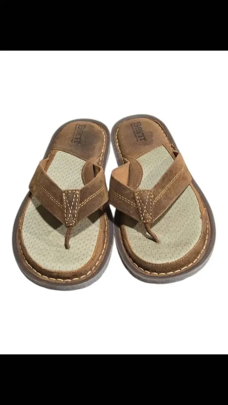 Born Bermuda Men's Suede Leather Flip Flop Sandals Size 10